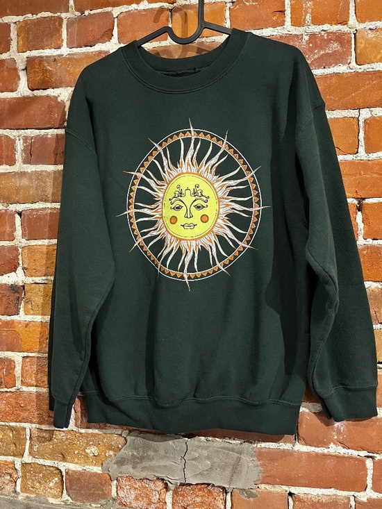 Tops - Vintage Forest Green Celestial Sun Graphic Crewneck Sweatshirt